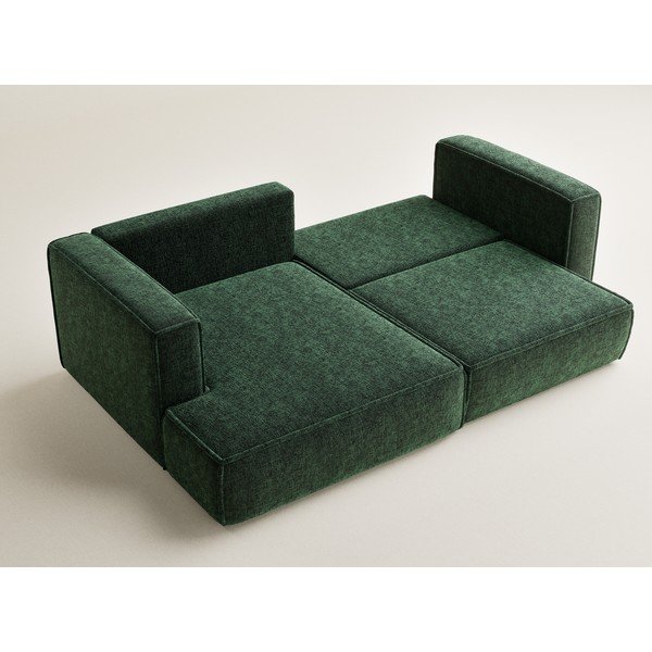 Tamsiai žalios spalvos sulankstoma/su sandėliavimo vieta kampinė sofa iš šenilinio audinio (su kairiuoju kampu/su gultu) Velto – Maison de Rêve-image-3