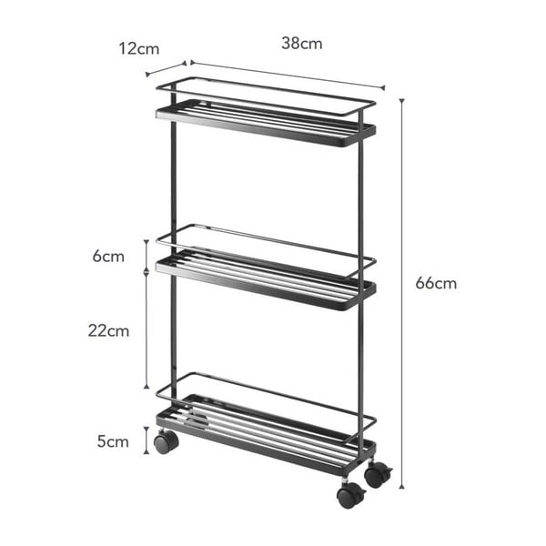 Iš metalo lentyna ant ratukų juodos spalvos 38x66 cm Tower – YAMAZAKI-image-2
