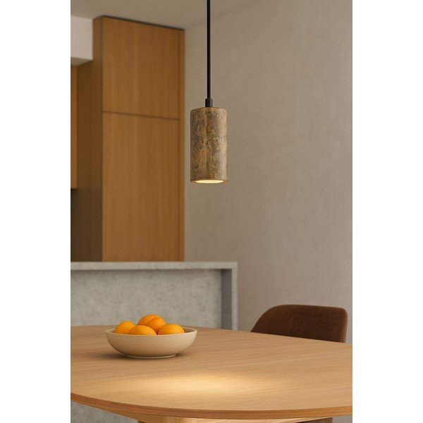 Pilkos spalvos kabantis šviestuvas ø 6,5 cm su akmens gaubtu Selma – Opviq lights-image-4
