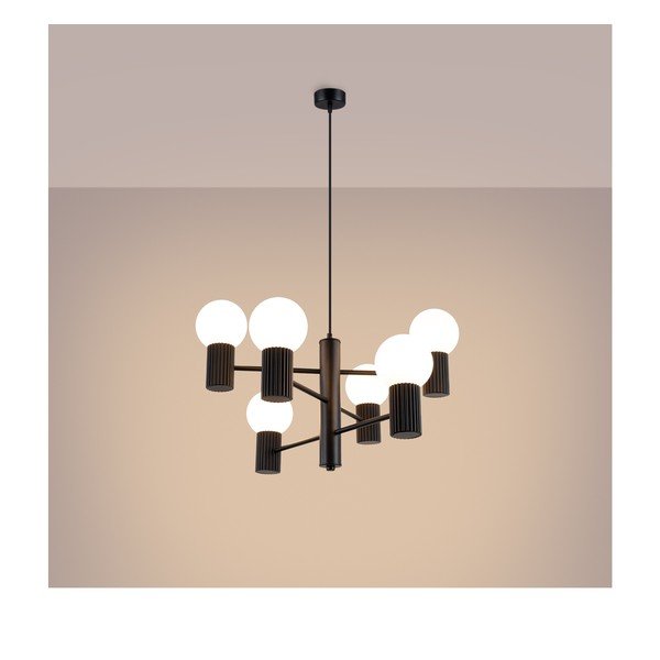 Juodos spalvos kabantis šviestuvas su stiklo gaubtu Orbital – Sollux-image-4