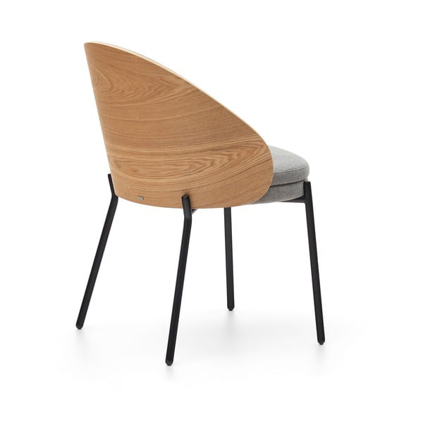 Pilkos spalvos/natūralios spalvos iš audinio valgomojo kėdė Eamy – Kave Home-image-3