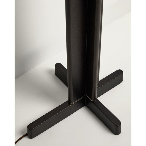 Baltos spalvos/tamsiai rudos spalvos pastatomas šviestuvas (aukštis 150,5 cm) su tekstiliniu gaubtu Niani – Kave Home-image-3