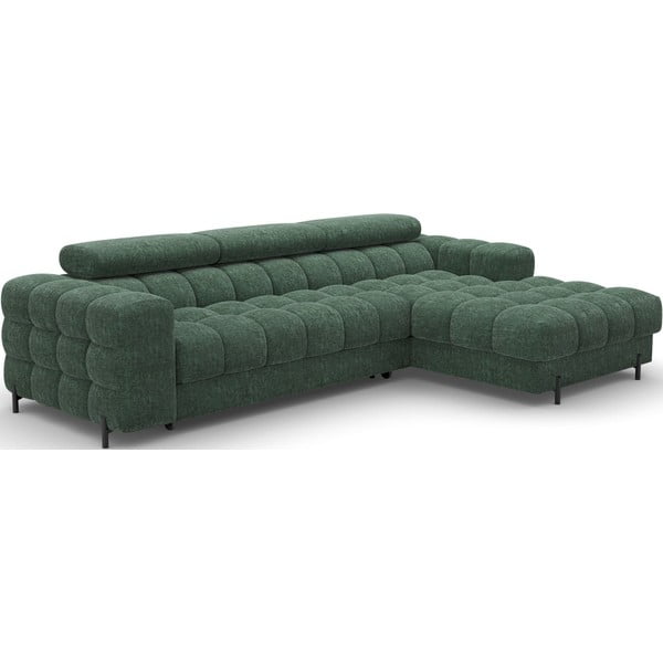 Žalios spalvos iš boucle sulankstoma/su sandėliavimo vieta kampinė sofa (su dešiniuoju kampu/su gultu) Felro – ELTAP-image-2