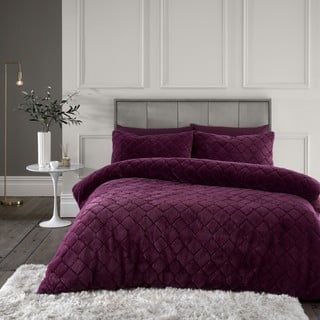 Bordo spalvos mikrofliso dvigulė patalynė 200x200 cm Cosy Diamond - Catherine Lansfield