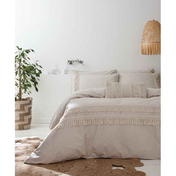 Pilkos ir smėlio spalvos medvilninė patalynė Pineapple Elephant Izmir, 135 x 200 cm-image-4