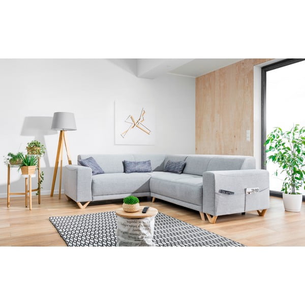 Šviesiai pilkos spalvos sulankstoma/su sandėliavimo vieta kampinė sofa (su kairiuoju kampu/„L“ formos) Classy Sophie – Miuform-image-3