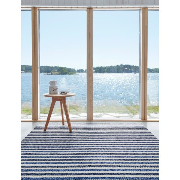 Mėlynos spalvos/kreminės spalvos lauko ir vidaus kilimas 70x120 cm Teo Denim – Pappelina-image-1