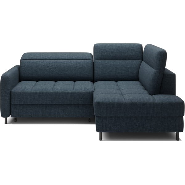 Mėlynos spalvos iš velveto sulankstoma/su sandėliavimo vieta kampinė sofa (su dešiniuoju kampu/„L“ formos) Barea – ELTAP