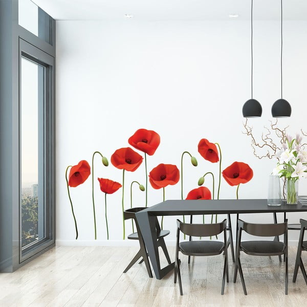 "Ambiance Vermeil Poppies" sienų lipdukų rinkinys, 40 x 45 cm