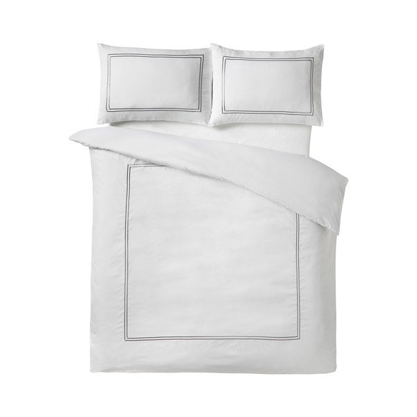 Baltos spalvos iš satino viengulė patalynė 135x200 cm So Soft Mono Satin Stitch – Catherine Lansfield