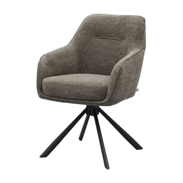 Tamsiai pilkos spalvos iš audinio valgomojo kėdė su porankiais Avola – Unique Furniture-image-2