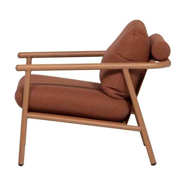 Terakotos spalvos metalinis/paminkštinto audinio sodo krėslas Cavero – WOOOD-image-3