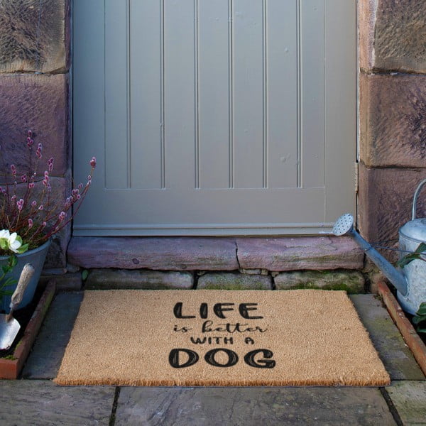 Iš kokoso pluošto grindų kilimėlis 40x60 cm Life Is Better With a Dog – Artsy Doormats-image-3