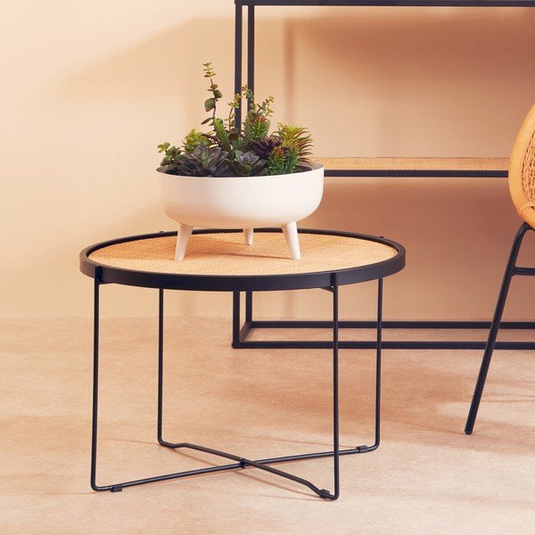 Natūralios spalvos iš rotango apvalios formos kavos staliukas ø 60 cm Depok – Premier Housewares-image-4