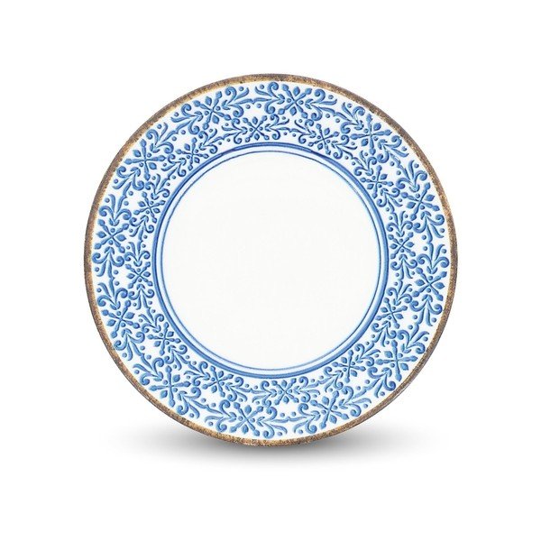 Baltos spalvos/mėlynos spalvos desertinė iš porceliano  lėkštė ø 21 cm Azul – BonBistro
