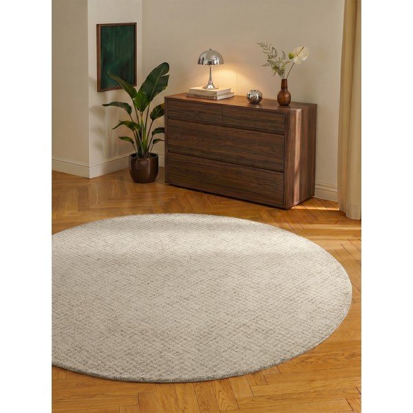 Smėlio spalvos iš vilnos apvalios formos kilimas ø 160 cm Eloise – Hanse Home-image-1