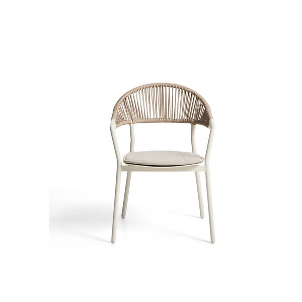 Smėlio spalvos paminkštinto audinio sodo kėdė Alimia – Kave Home-image-4