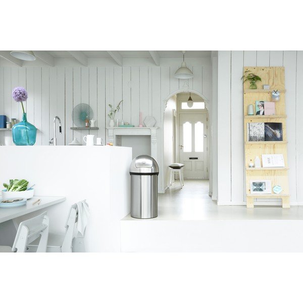 Iš plieno šiukšliadėžė matinės sidabrinės spalvos 60 l Push Bin – Brabantia-image-1