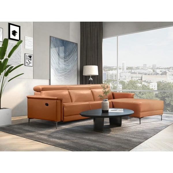 Iš dirbtinės odos kampinė sofa rudos spalvos (su dešiniuoju kampu) Lund – Støraa-image-4