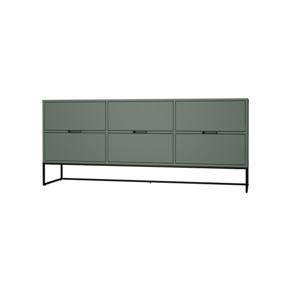 Pilkšvai žalios spalvos komoda su juodomis metalinėmis kojomis 176x76 cm Lipp - Tenzo-image-4