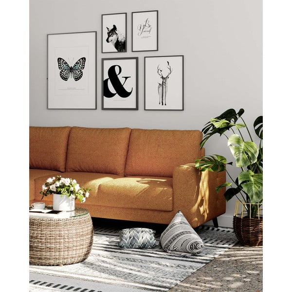 Modulinė kampinė sofa oranžinės spalvos Fynn – Ghado-image-4