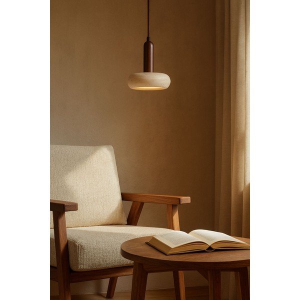 Rudos spalvos/smėlio spalvos kabantis šviestuvas LED ø 15 cm su akmens gaubtu Karo – Opviq lights-image-3
