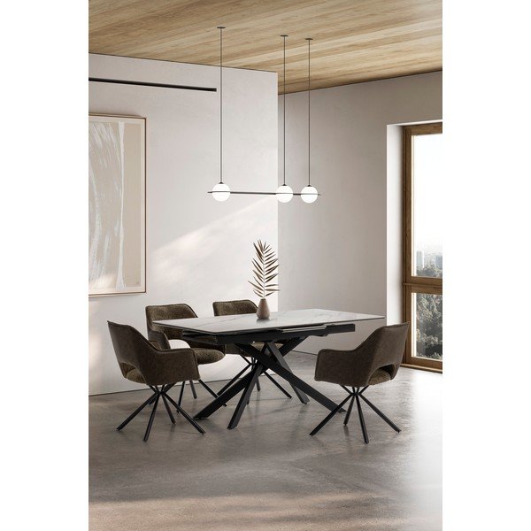 Žalios spalvos iš audinio valgomojo kėdžių komplektas su porankiais 2 vnt. Mariel – Marckeric-image-2