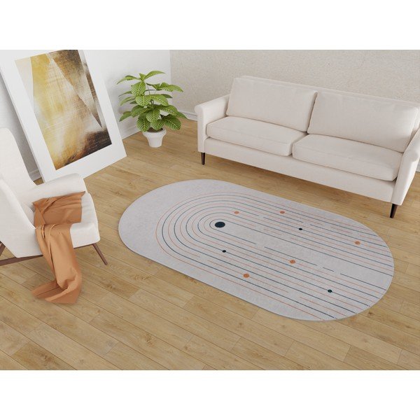 Skalbiamas kilimas kreminės spalvos 80x120 cm Oval – Vitaus-image-1