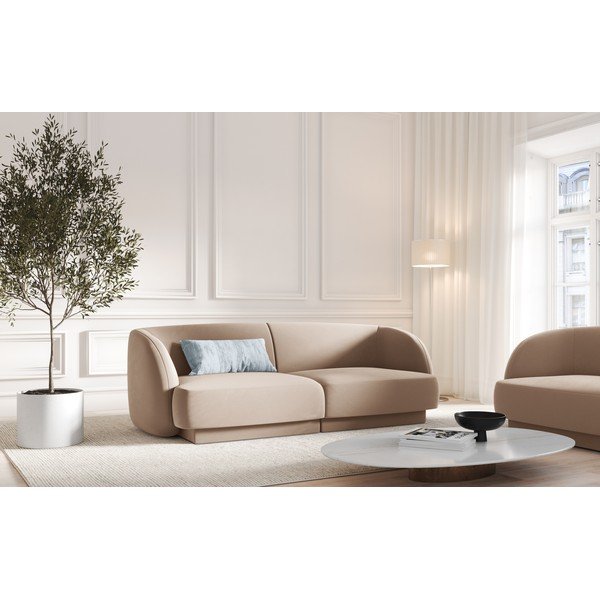 Sofa smėlio spalvos iš velveto 184 cm Miley  – Micadoni Home-image-1