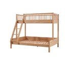 Natūralios spalvos dviauktė iš ąžuolo masyvo vaikiška lova su lovos grotelėmis 140x200/90x200 cm Forrest – Vipack