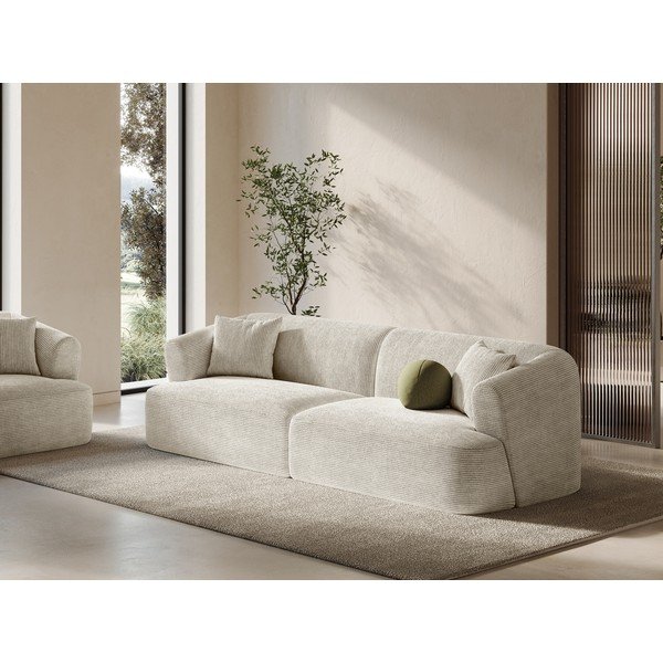 Smėlio spalvos sofa iš kordinio velveto 255 cm Campi – Cosmopolitan Design-image-1