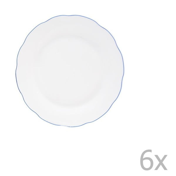 6 balto porceliano desertinių lėkščių rinkinys "Orion Blue Line", ⌀ 18 cm
