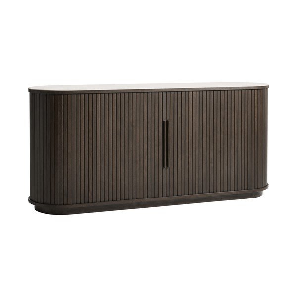 Tamsios natūralios spalvos iš keraminės plokštės šoninė spintelė su stumdomomis durimis 165x76x45 cm Enna – Unique Furniture