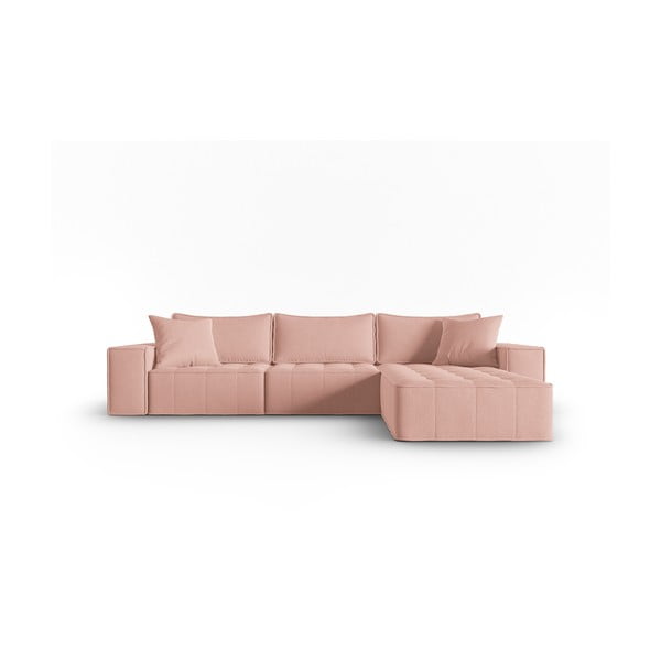 Kampinė sofa rožinės spalvos (su dešiniuoju kampu) Mike – Micadoni Home
