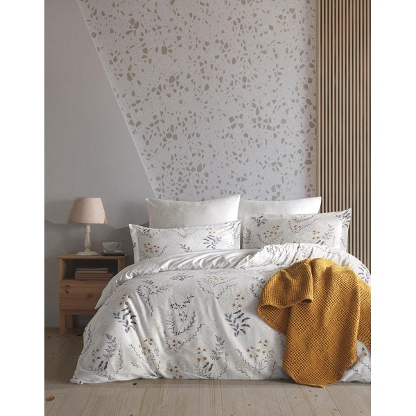 Smėlio spalvos iš ranforce medvilnės dvigulė/itin ilga patalynė 240x220 cm Soft Floral – Mila Home Luxury
