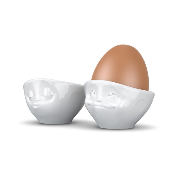 2 vnt. balto porceliano kiaušinių indeliai su meilės piešiniu „58products“, tūris 100 ml