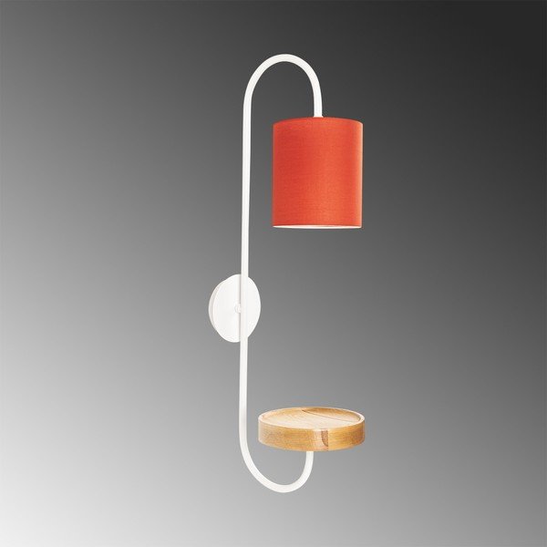 Baltas metalinis sieninis šviestuvas su raudonu gaubtu Opviq lights Marylena-image-1