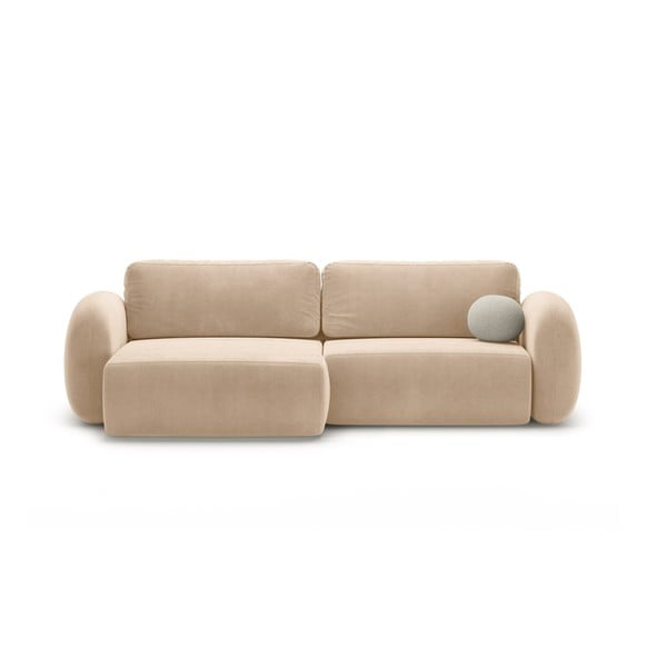 Smėlio spalvos iš velveto sulankstoma/su sandėliavimo vieta kampinė sofa Tonale – Cosmopolitan Design