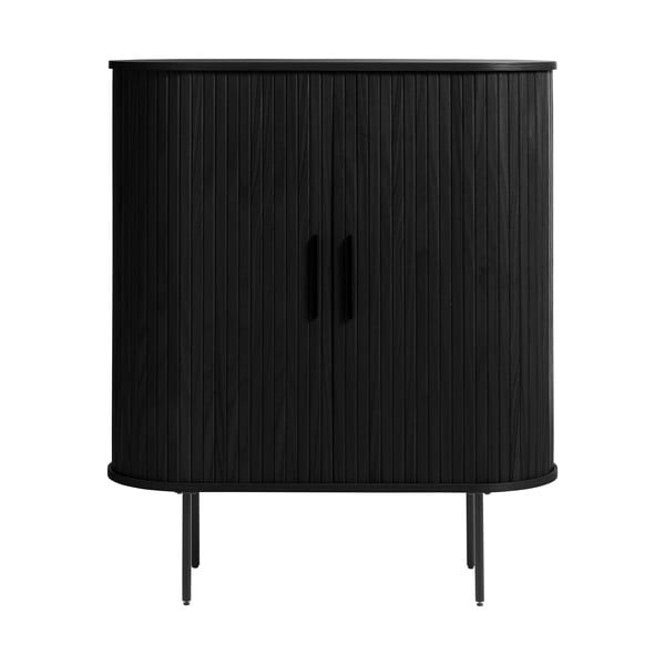 Juoda ąžuolo apdailos spintelė 100x118 cm Nola - Unique Furniture