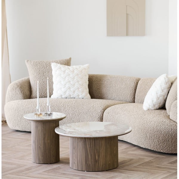 Apvalios formos šoninis stalas su marmuro dekoro stalviršiu ø 45 cm Athens – House Nordic-image-1