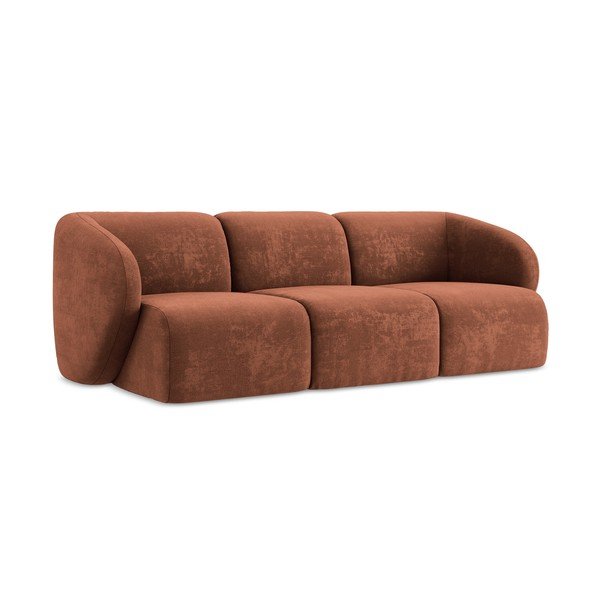 Terakotos spalvos sofa iš šenilinio audinio 244 cm Lani – Makamii-image-1