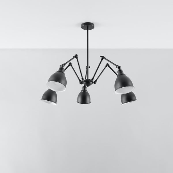 Juodas pakabinamas šviestuvas su metaliniu gaubtu 70x70 cm Matilda Shade - Sollux-image-2