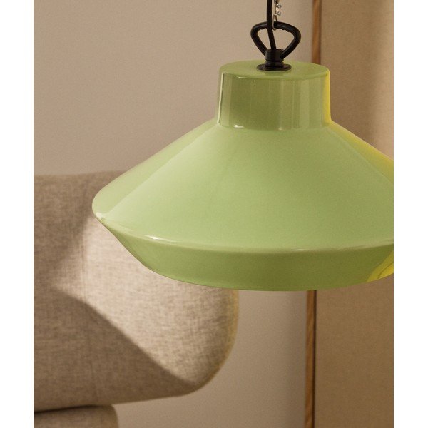 Šviesiai žalios spalvos kabantis šviestuvas ø 31 cm su keramikiniu gaubtu Portol – Kave Home-image-2