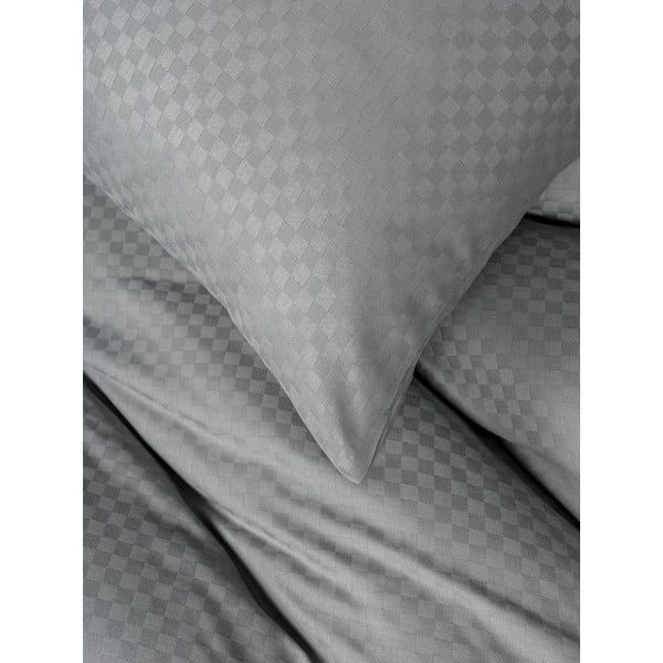 Pilkos spalvos iš ranforce medvilnės viengulė patalynė 140x200 cm Checkered – Mila Home Luxury-image-3