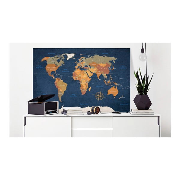 Bimago rašalas Oceans pasaulio žemėlapis ant sienos, 90 x 60 cm-image-1