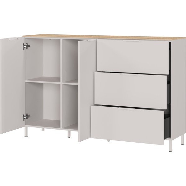 Kreminės spalvos matinis šoninė spintelė 151x98x40 cm Savoca – Germania-image-2