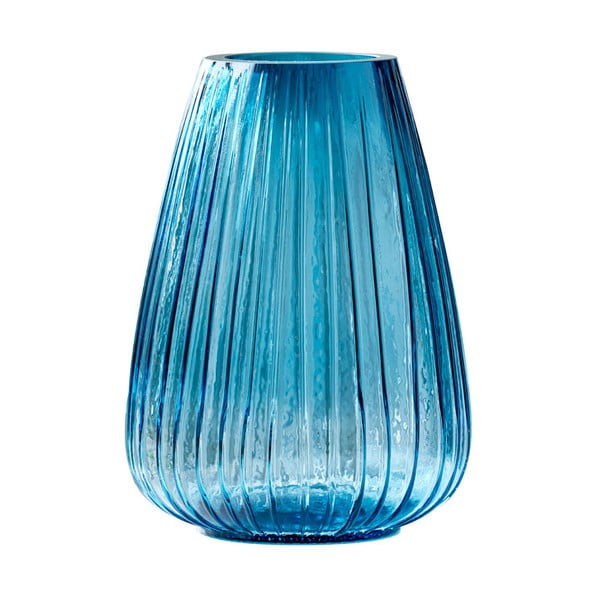 Mėlyna stiklinė vaza Bitz Kusintha, aukštis 22 cm