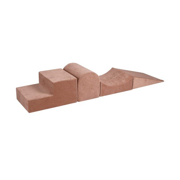 Smėlio spalvos iš aksomo putų žaidimų aikštelė 4 vnt. aukštis 30 cm 45x193 cm Montessori – Meowbaby