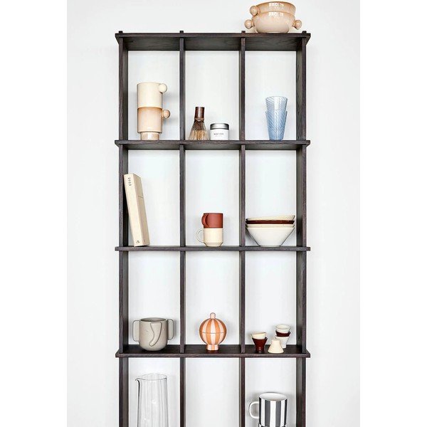 Tamsios natūralios spalvos iš uosio masyvo kelių aukštų sieninė lentyna 58 cm Grid – OYOY Living Design-image-1
