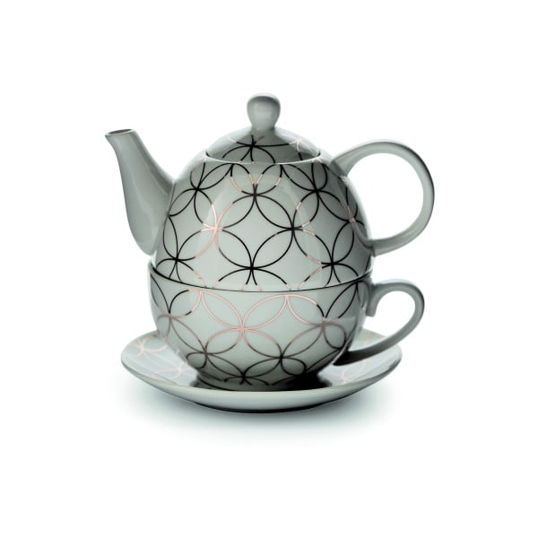 Baltas arbatinukas su puodeliu ir lėkštele "Villa d'Este Elegance